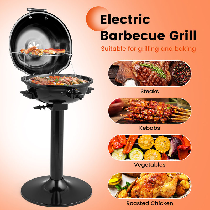 Costway 1600w Electric Bbq Grill With Warming Rack Temperature Control Grease Collector Red Reviews Wayfair Canada